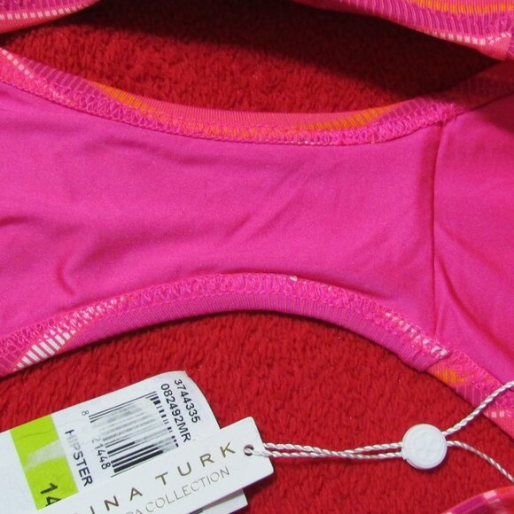 Trina Turk Swim Bottoms Hipster Pink Stripes Bathing Suit - Picture 4 of 6